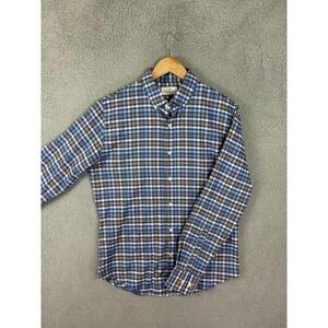 Chatham Road Shirt Mens Medium Blue Check Long Sleeve Button Down Stretch Casual